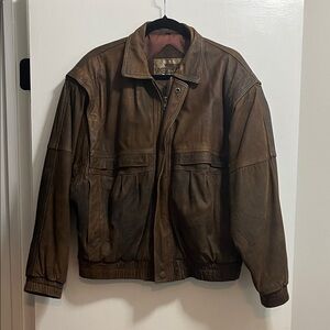 Incredible Vintage Midway Brown Leather Bomber Jacket